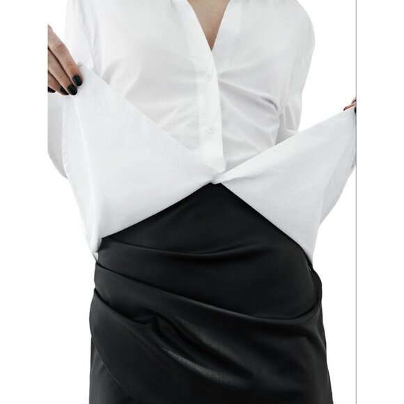 ZARA FAUX LEATHER MINI SKIRT BLACK SIZE XL 2407/322/800 - Picture 3 of 5